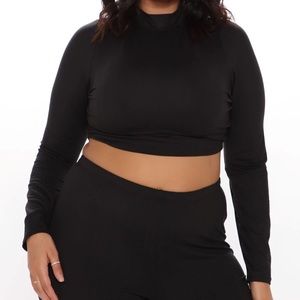 Fashion Nova New Women’s Black Legging Set Long Sleeve Stretch Plus size 1X
